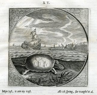 Antique Print-TURTLE-LOAD-SHIP-Venne-Jacob Cats-1655