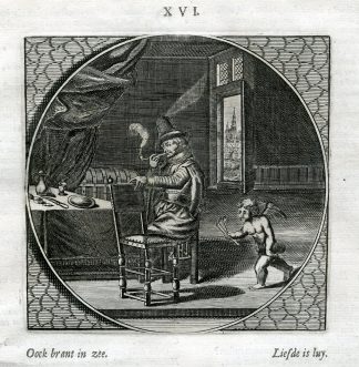 Antique Print-SMOKE-SMOKER-PUTTI-Venne-Jacob Cats-1655