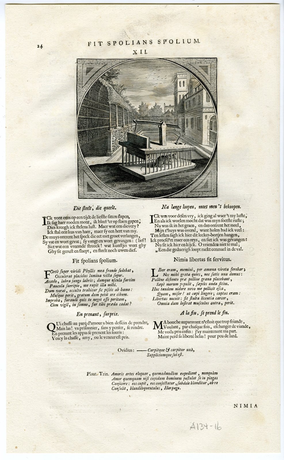 , Antique Print-RAT-CATCHER-Venne-Jacob Cats-1655, Pictura Antique Prints