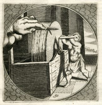 Antique Print-GRINDSTONE-KNIFE-Venne-Jacob Cats-1655