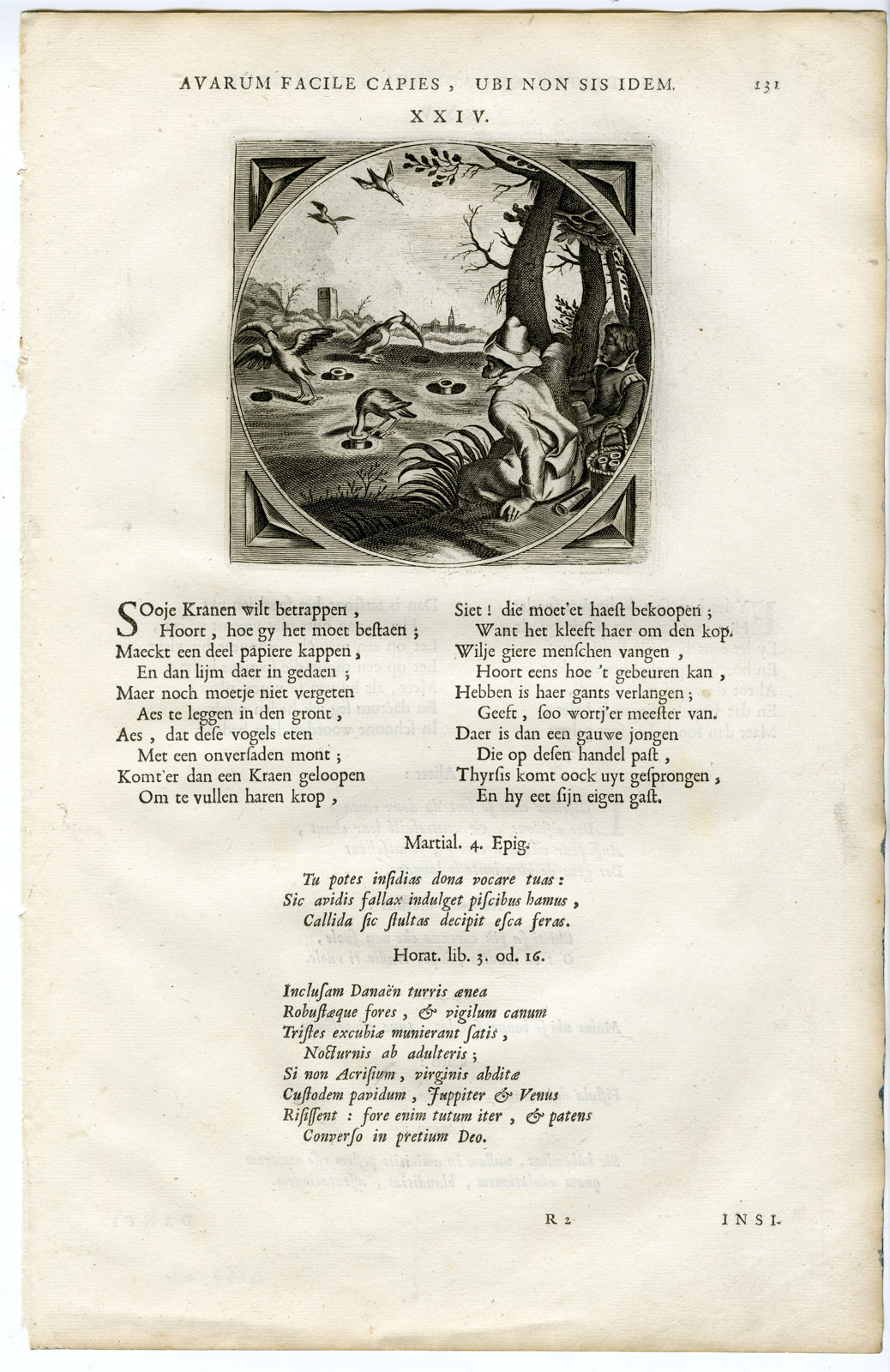 , Antique Print-BIRD CATCHING-DECEIT-Venne-Cats-1655, Pictura Antique Prints