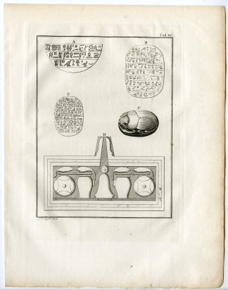 Antique Print-EGYPTIAN RELICS-HIEROGLYPHS-SCARAB-ART-Niebuhr-De Huyser-1776