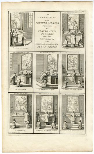 4 Antique Prints-MASS-PRIEST-ROMAN CATHOLIC-Picart-1727