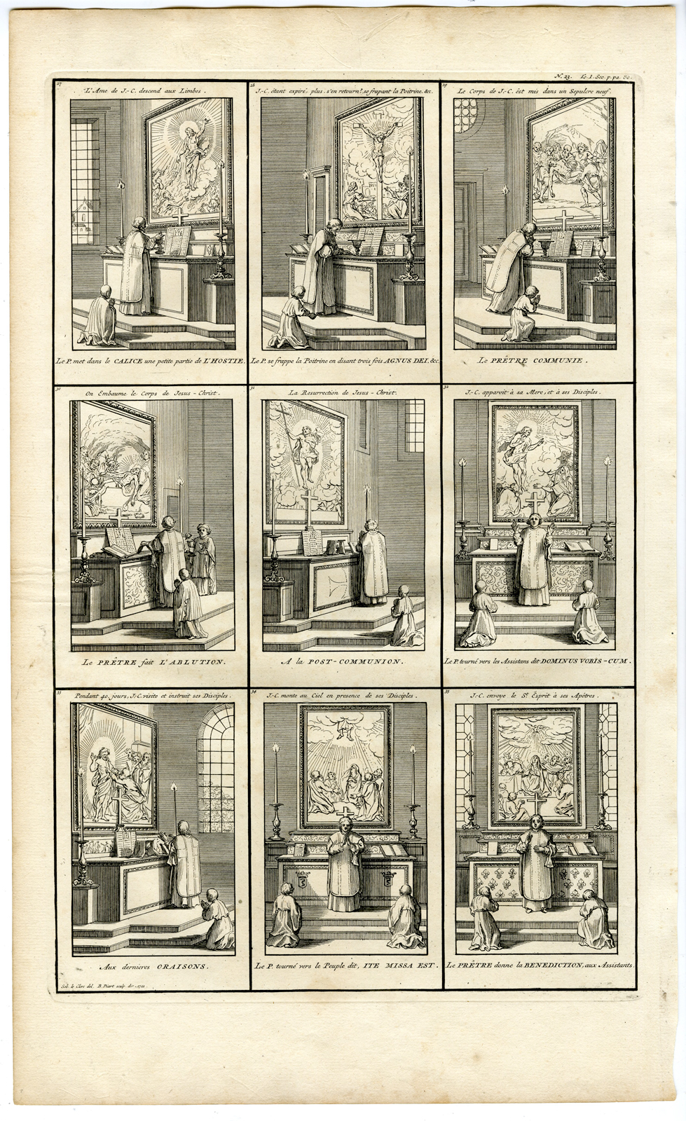 , 4 Antique Prints-MASS-PRIEST-ROMAN CATHOLIC-Picart-1727, Pictura Antique Prints