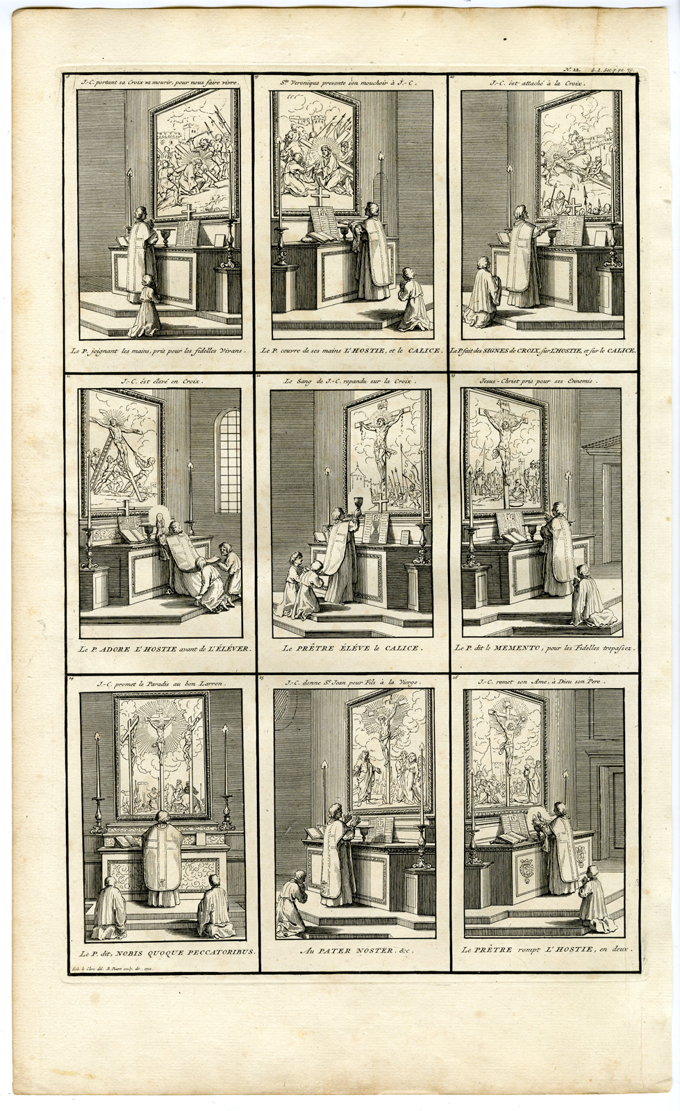 , 4 Antique Prints-MASS-PRIEST-ROMAN CATHOLIC-Picart-1727, Pictura Antique Prints