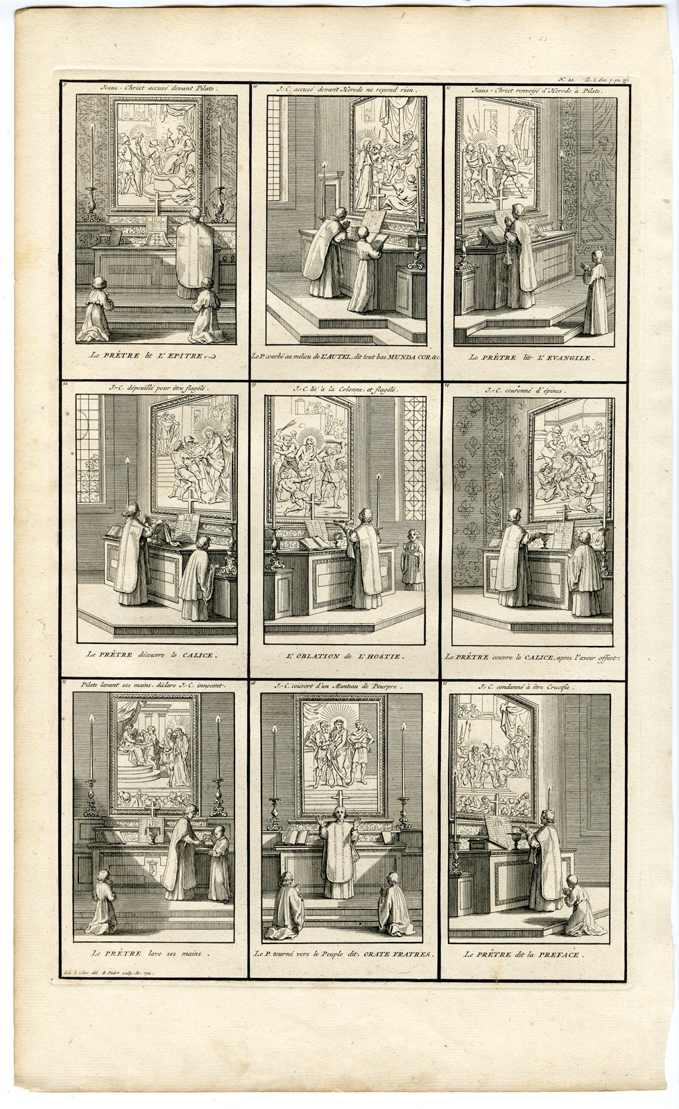 , 4 Antique Prints-MASS-PRIEST-ROMAN CATHOLIC-Picart-1727, Pictura Antique Prints
