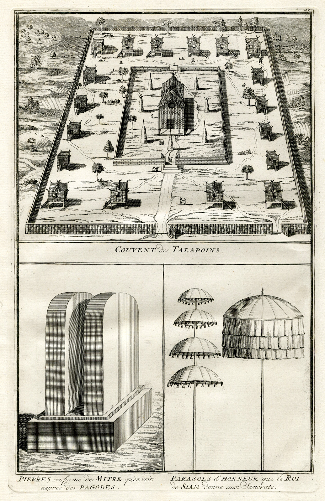 , Antique Print-THAILAND-SIAM-PARASOL-CONVENT-Picart-1727, Pictura Antique Prints