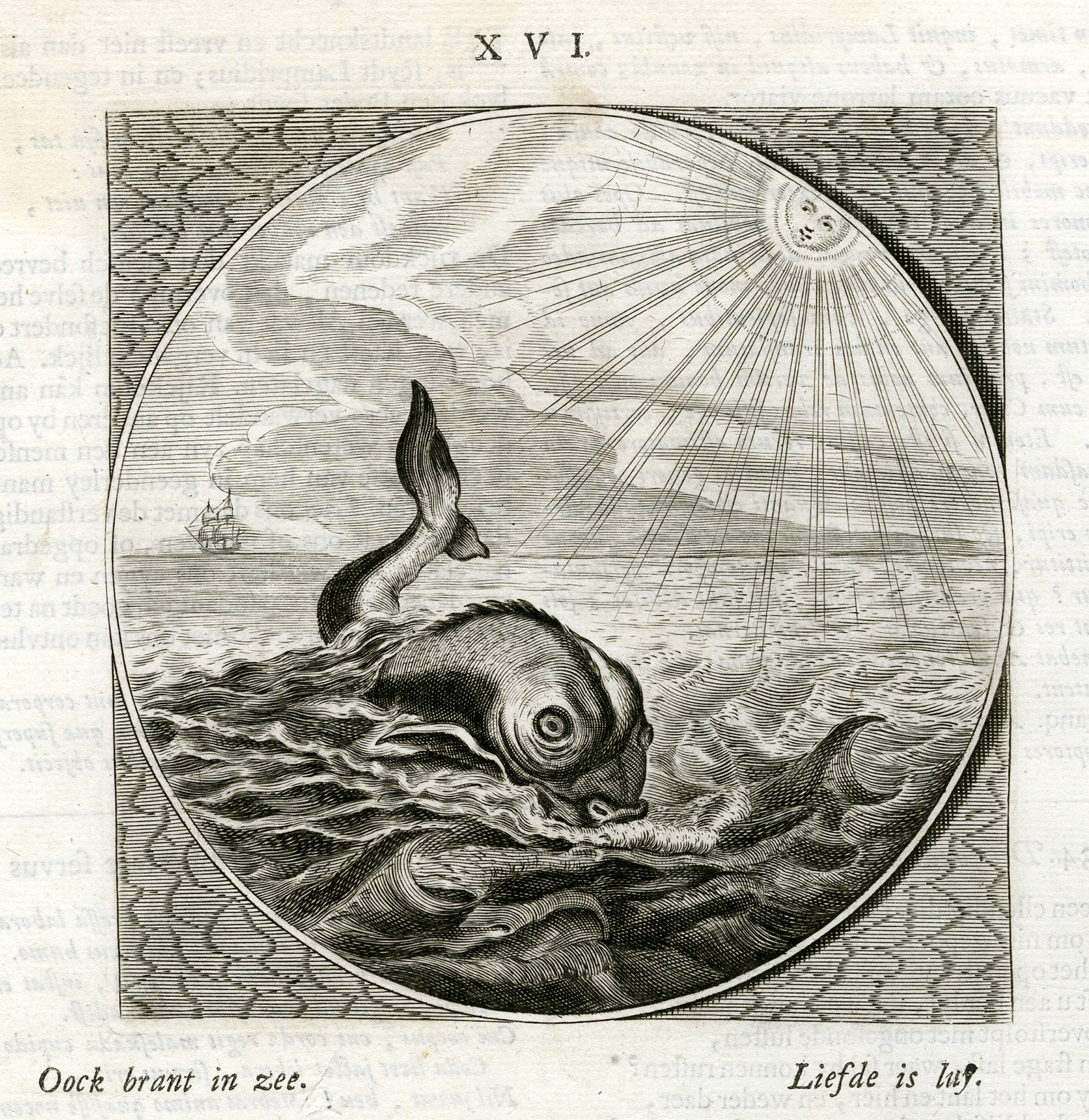 , Antique Print-LOVE-MURONA FISH-Venne-Jacob Cats-1655, Pictura Antique Prints