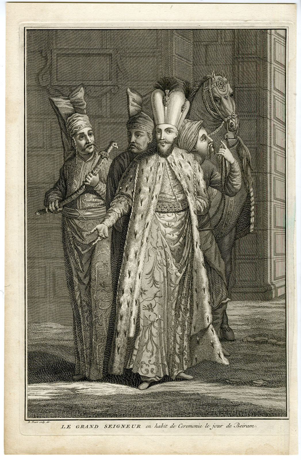 , Antique Print-BAYRAM-GREAT LORD-COSTUME-OTTOMAN EMPIRE-TURKEY-Picart-1727, Pictura Antique Prints
