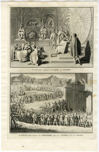 Antique Print-INCAS-PERU-SOUTH AMERICA-SUN WORSHIP-OFFERING-Picart-1727