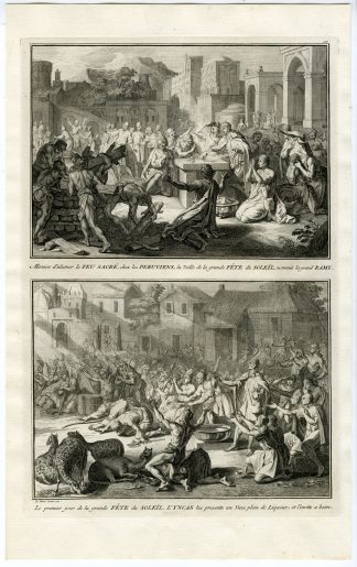 Antique Print-PERU-INCA-CELEBRATION-LAMA-Picart-1727