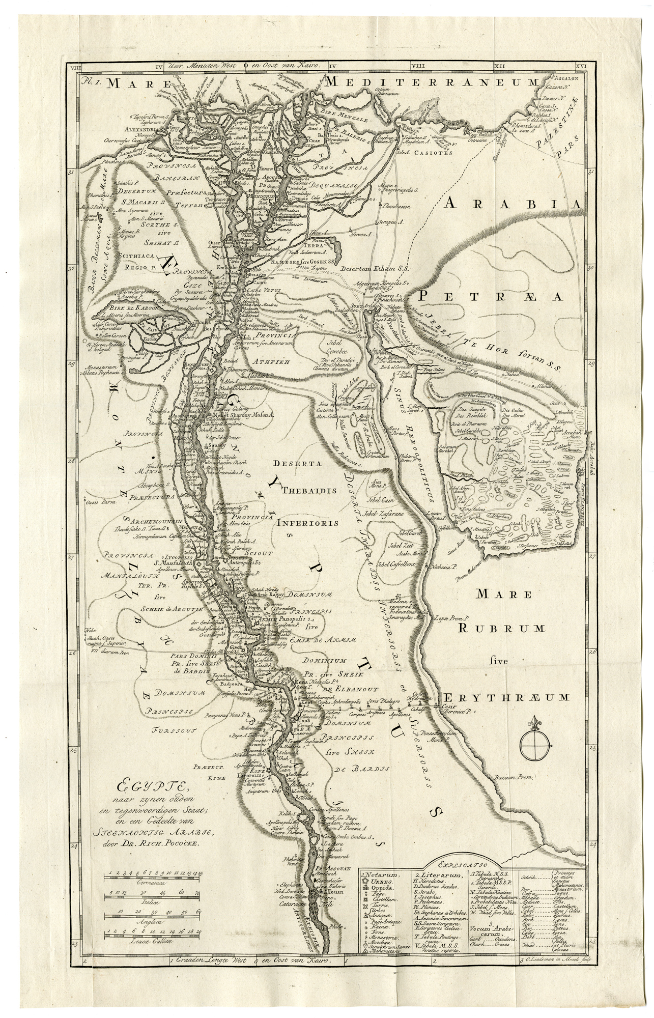 , Antique Print-EGYPT-NILE-RED SEA-ARABIA-MIDDLE EAST-Pococke-Lindeman-1776, Pictura Antique Prints