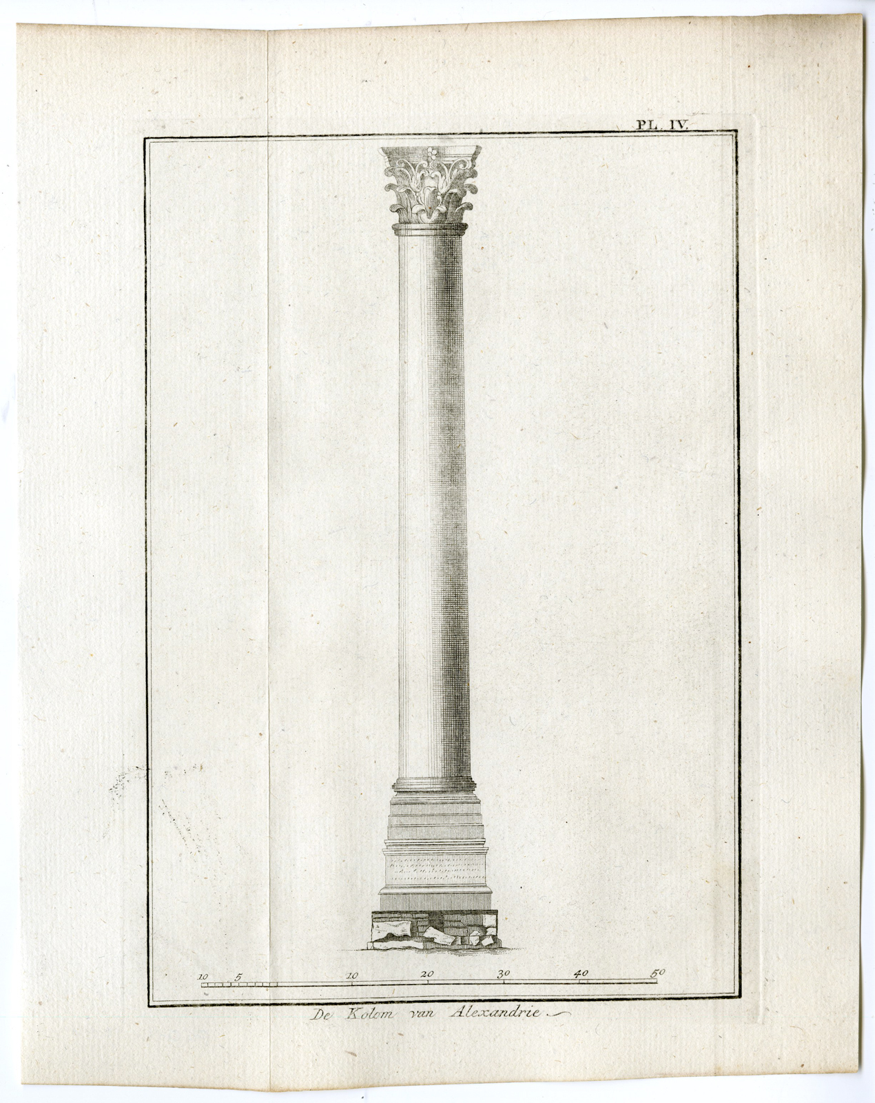, Antique Print-ALEXANDRIA-EGYPT-COLUMN-ARCHITECTURE-Pococke-1776, Pictura Antique Prints
