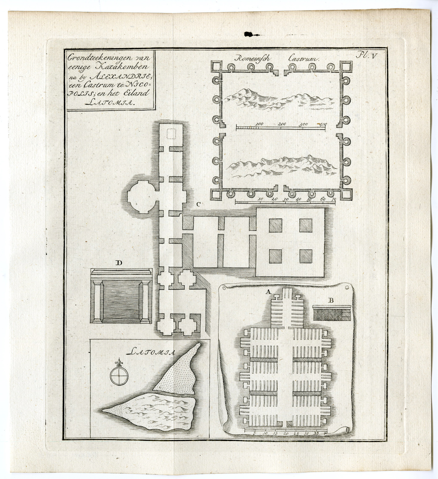 , Antique Print-ALEXANDRIA-EGYPT-CATACOMBS-LATOMIA-NICOPOLIS-GREECE-Pococke-1776, Pictura Antique Prints