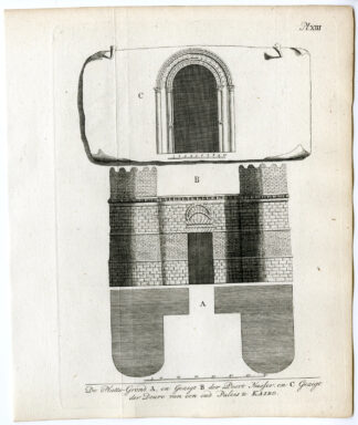 Antique Print-EGYPT-CAIRO-NASSER GATE-DOOR-PALACE-PLAN-Pococke-1776