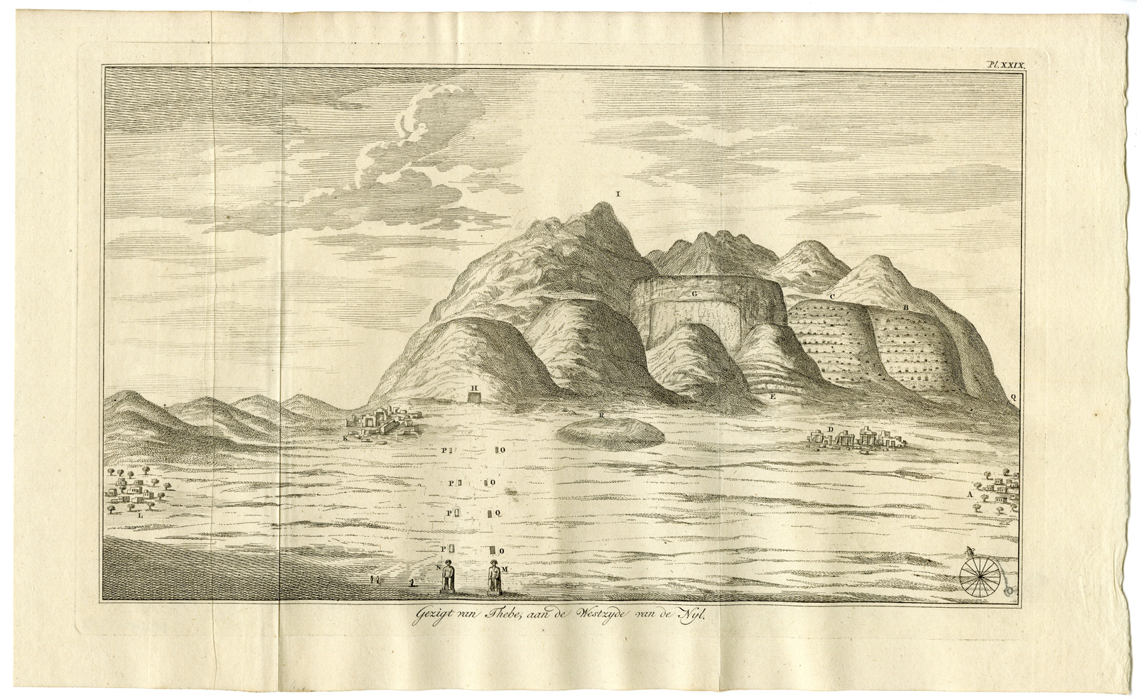 , Antique Print-EGYPT-THEBES-VIEW-Pococke-1776, Pictura Antique Prints