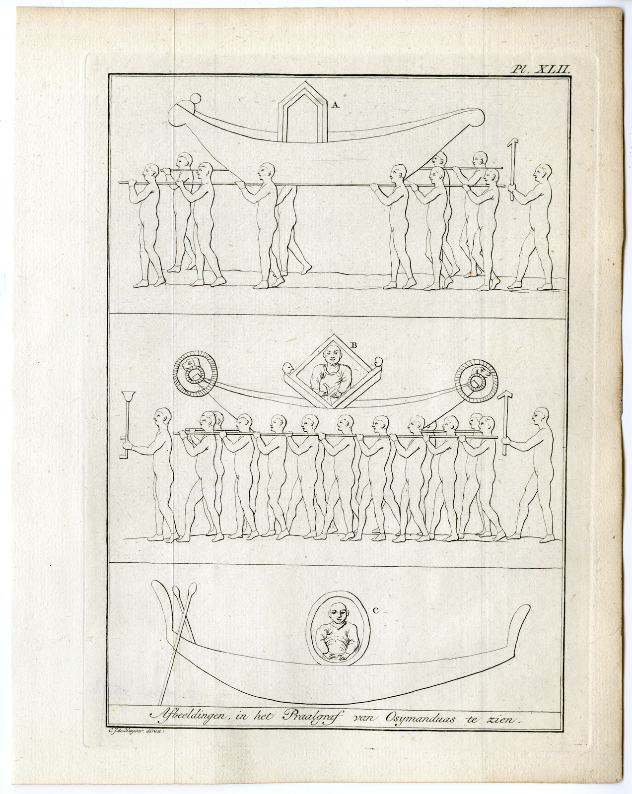 , 4 Antique Prints-RAMNESSEUM-THEBES-EGYPT-PLAN-Pococke-1776, Pictura Antique Prints