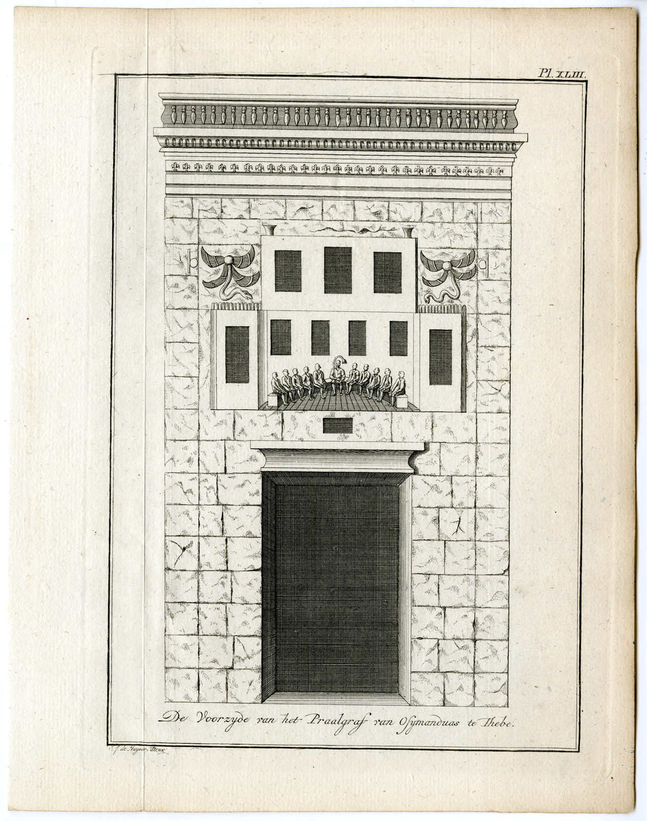 , 4 Antique Prints-RAMNESSEUM-THEBES-EGYPT-PLAN-Pococke-1776, Pictura Antique Prints
