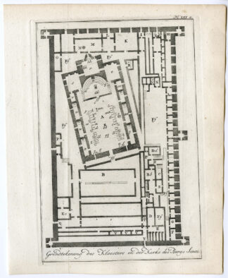 2 Antique Prints-EGYPT-MOUNT SINAI-CHURCH-PLAN-VIEW-Pococke-1776