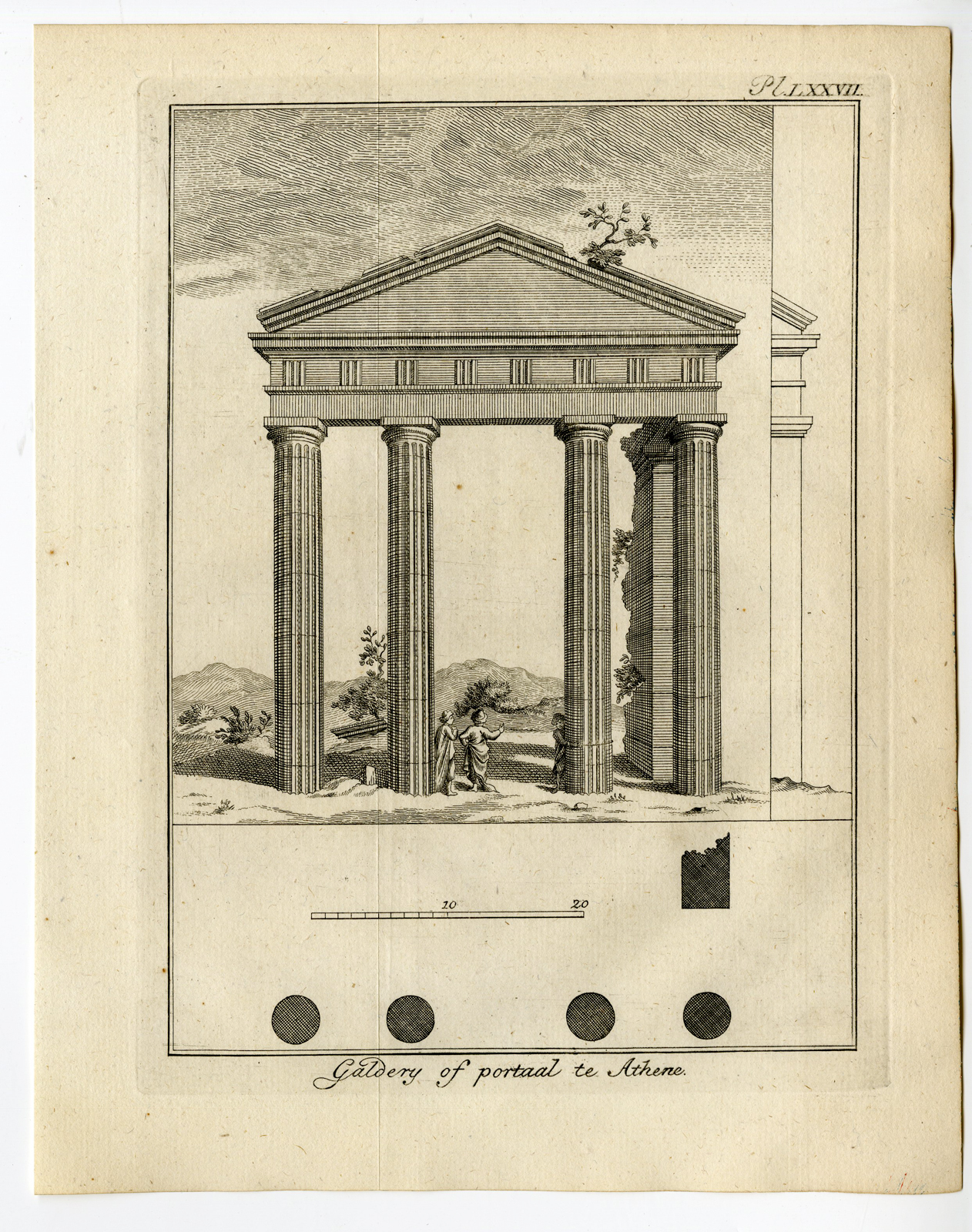 , Antique Print-GREECE-ATHENS-ANCIENT GALLERY-COLUMN-Pococke-1776, Pictura Antique Prints