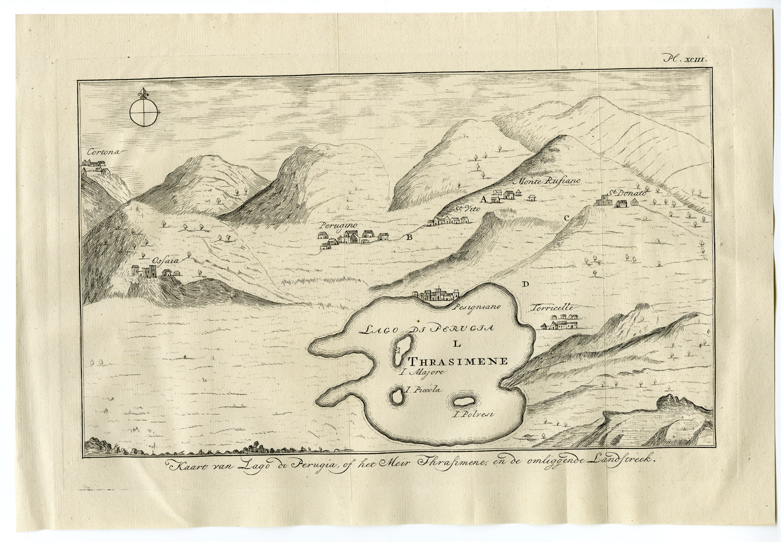 , Antique Print-ITALY-LAKE TRASIMENO-PERUGIA-THRASIMENE-UMBRIA-Pococke-1776, Pictura Antique Prints
