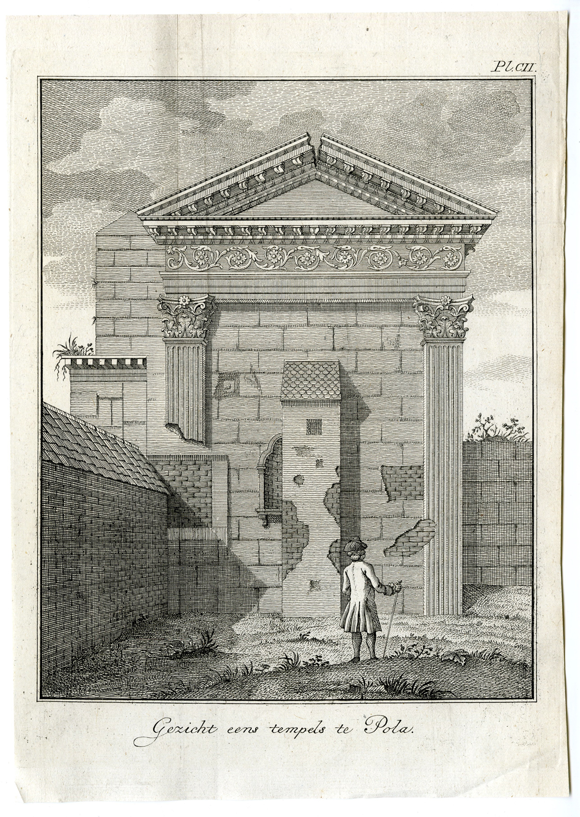 , Antique Print-CROATIA-ROMAN TEMPLE-PULA-POLA-Pococke-1776, Pictura Antique Prints
