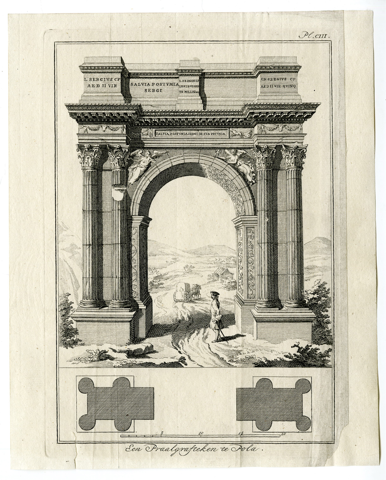 Pcom 1691a 416x517 Antique Print-CROATIA-ROMAN BURIAL MONUMENT-ARCH-PULA-POLA-Pococke-1776
