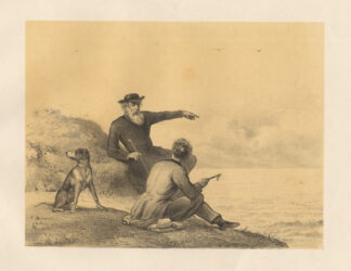 Antique Satire Print-DUNES-WALKINGSTICK-Ver Huell-1873