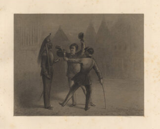 Antique Satire Print-TEASING THE GUARD-DRINK-STUDENT-Ver Huell-1873