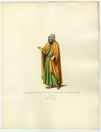 Antique Print-JEW-ITALY-HEBREW-MIDDLE AGES-COSTUME-PLATE 50-Bonnard-Mercuri-1860