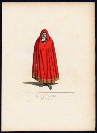 Antique Print-NOBLEMAN-ITALY-MIDDLE AGES-COSTUME-PLATE 67-Bonnard-Mercuri-1860