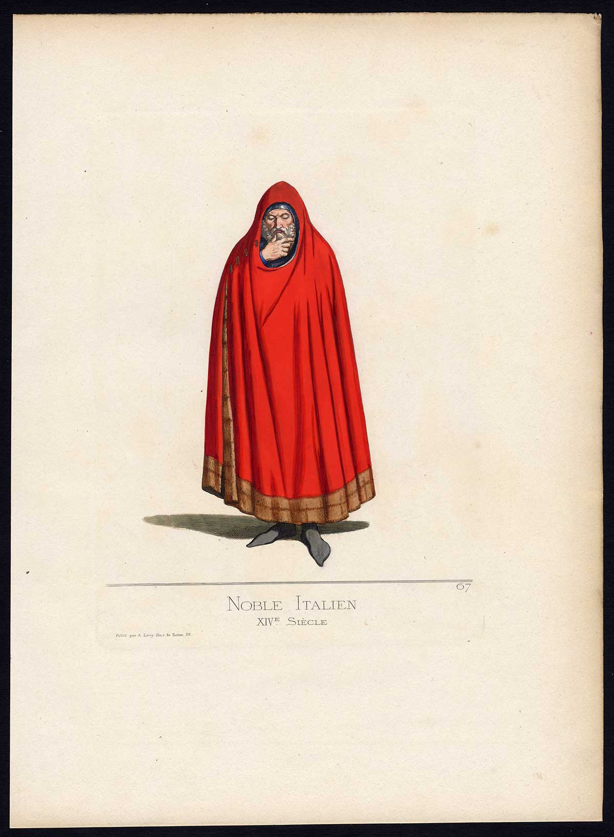 Antique Print-NOBLEMAN-ITALY-MIDDLE AGES-COSTUME-PLATE 67-Bonnard-Mercuri-1860