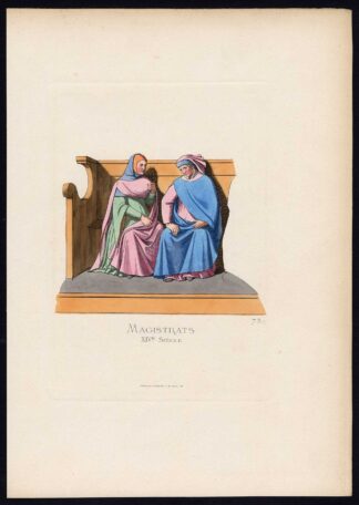Antique Print-MAGISTRATE-ITALY-MIDDLE AGES-COSTUME-PLATE 73-Bonnard-Mercuri-1860