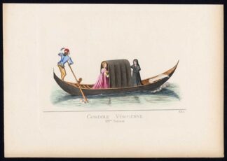 Antique Print-GONDOLA-VENICE-ITALY-MIDDLE AGES-PLATE 60-Bonnard-Mercuri-1860