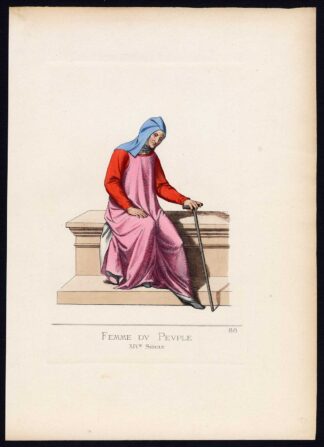 Antique Print-COMMON WOMAN-ITALY-MIDDLE AGES-PLATE 88-Bonnard-Mercuri-1860