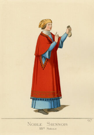 Antique Print-NOBLEMAN-SIENA-MIDDLE AGES-COSTUME-PLATE 97-Bonnard-Mercuri-1860