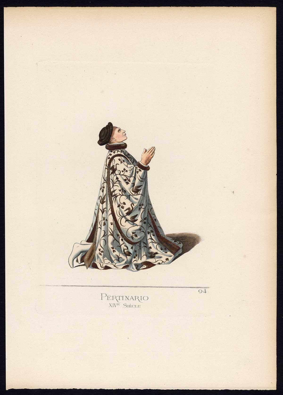, Antique Print-PERTINARIO-NOBLEMAN-ITALY-MIDDLE AGES-PL 94-Bonnard-Mercuri-1860, Pictura Antique Prints