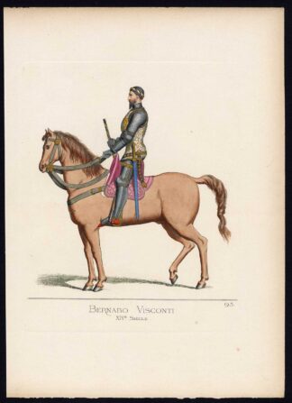 Antique Print-BERNABO VISCONTI-ITALY-HORSE-SOLDIER-PLATE 93-Bonnard-Mercuri-1860