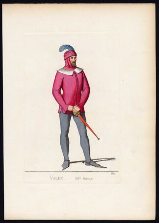 Antique Print-VALET-ITALY-MIDDLE AGES-COSTUME-PLATE 86-Bonnard-Mercuri-1860