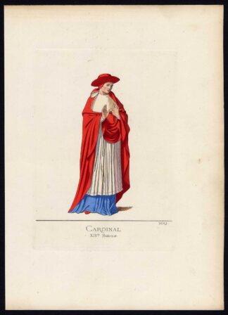 Antique Print-CARDINAL-ITALY-MIDDLE AGES-COSTUME-PLATE 109-Bonnard-Mercuri-1860