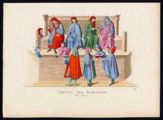 Antique Print-TRIBUNAL-MERCHANT-ITALY-MIDDLE AGES-PLATE 114-Bonnard-Mercuri-1860