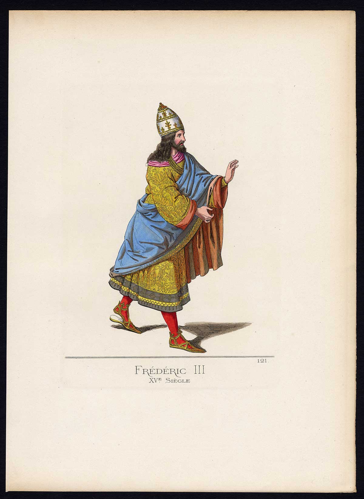 , Antique Print-FREDERICK III-RENAISSANCE-COSTUME-PLATE 121-Bonnard-Mercuri-1860, Pictura Antique Prints