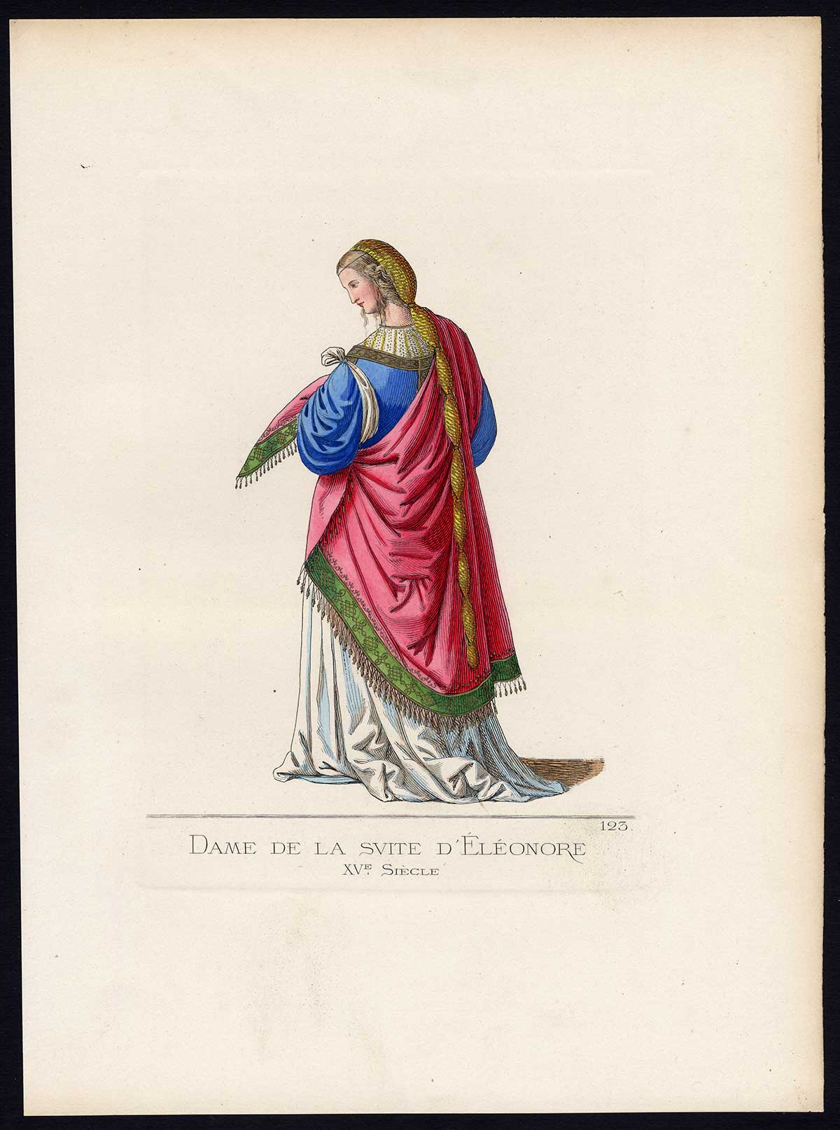 , Antique Print-QUEEN ELEANOR OF VISEU-PORTUGAL-LADY-PL 123-Bonnard-Mercuri-1860, Pictura Antique Prints