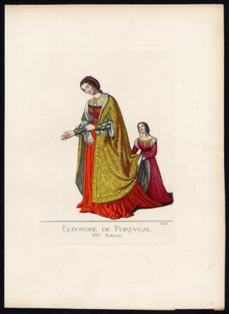 Antique Print-QUEEN ELEANOR OF VISEU-PORTUGAL-PLATE 122-Bonnard-Mercuri-1860
