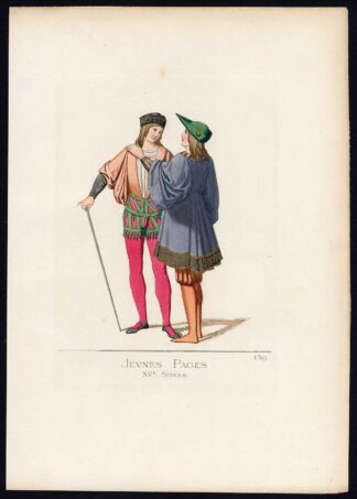 Antique Print-YOUNG PAGE-RENAISSANCE-COSTUME-PLATE 139-Bonnard-Mercuri-1860