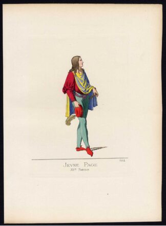Antique Print-YOUNG PAGE-RENAISSANCE-ITALY-COSTUME-PL 124-Bonnard-Mercuri-1860