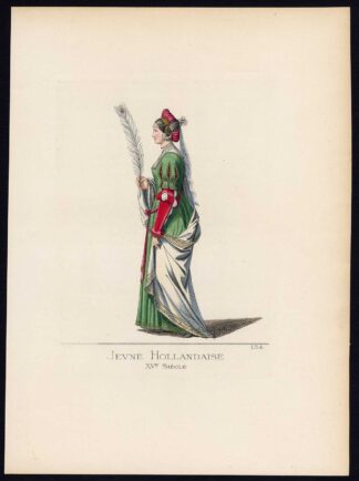 Antique Print-NETHERLANDS-YOUNG WOMAN-COSTUME-PLATE 134-Bonnard-Mercuri-1860