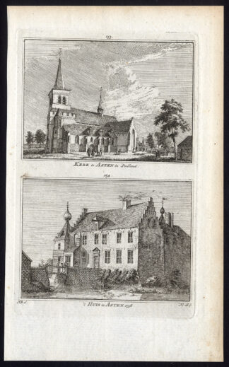 Antique Print-ASTEN-CHURCH-CASTLE-Spilman-De Beijer-1746