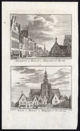 Antique Print-BERGEN OP ZOOM-CITY HALL-MARKET PLACE-CHURCH-Spilman-De Beijer-174