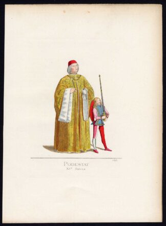 Antique Print-PODESTA-MAGISTRATE-ITALY-COSTUME-PLATE 141-Bonnard-Mercuri-1860